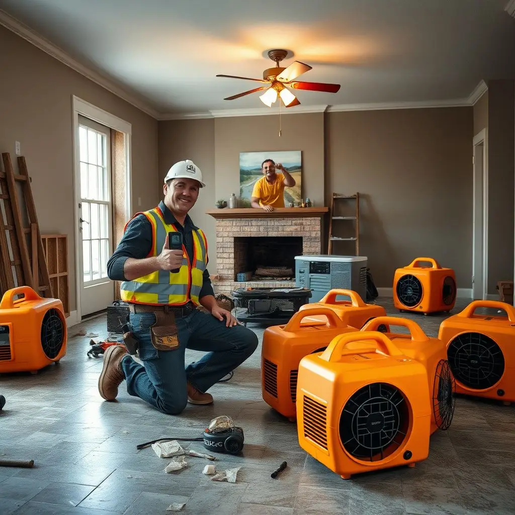 A technician using a moisture meter to check for hidden water damage behind a Richmond Hill home's drywall.